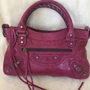 EUC Magenta Leather Satchel